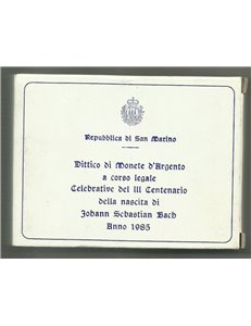 SAN MARINO 1985 Johann Sebastian Bach Diptych, 2 Proof Silver Coins