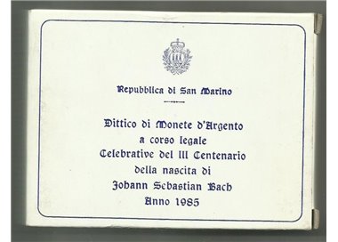 SAN MARINO 1985 Johann Sebastian Bach Diptych, 2 Proof Silver Coins