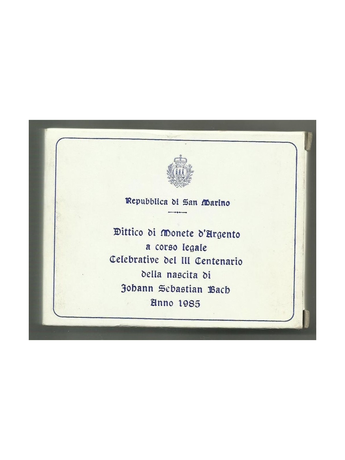 SAN MARINO 1985 Dittico Johann Sebastian Bach, 2 Monete in Argento Proof