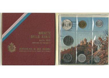 SAN MARINO 1975 Divisional Set of 8 Coins UNC
