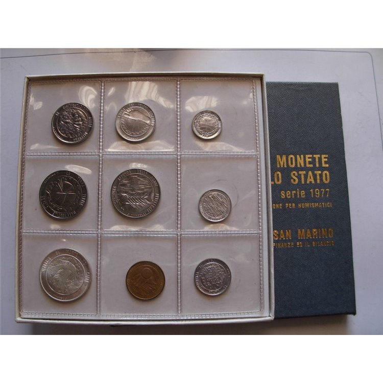 SAN MARINO 1977 Divisional Set of 9 Coins UNC