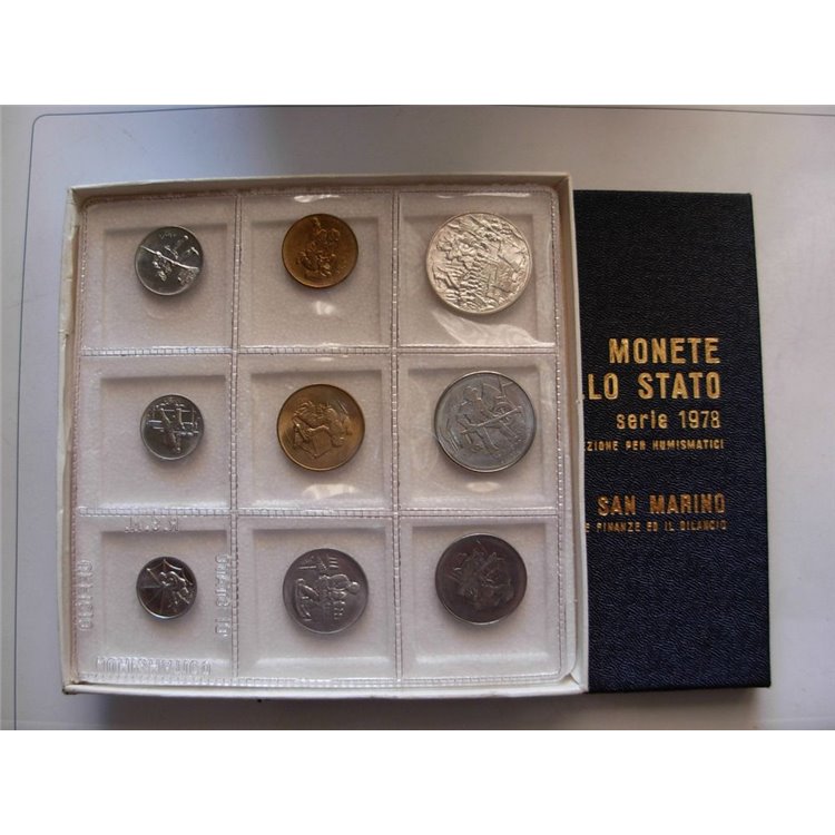 SAN MARINO 1978 Divisional Set of 9 Coins UNC