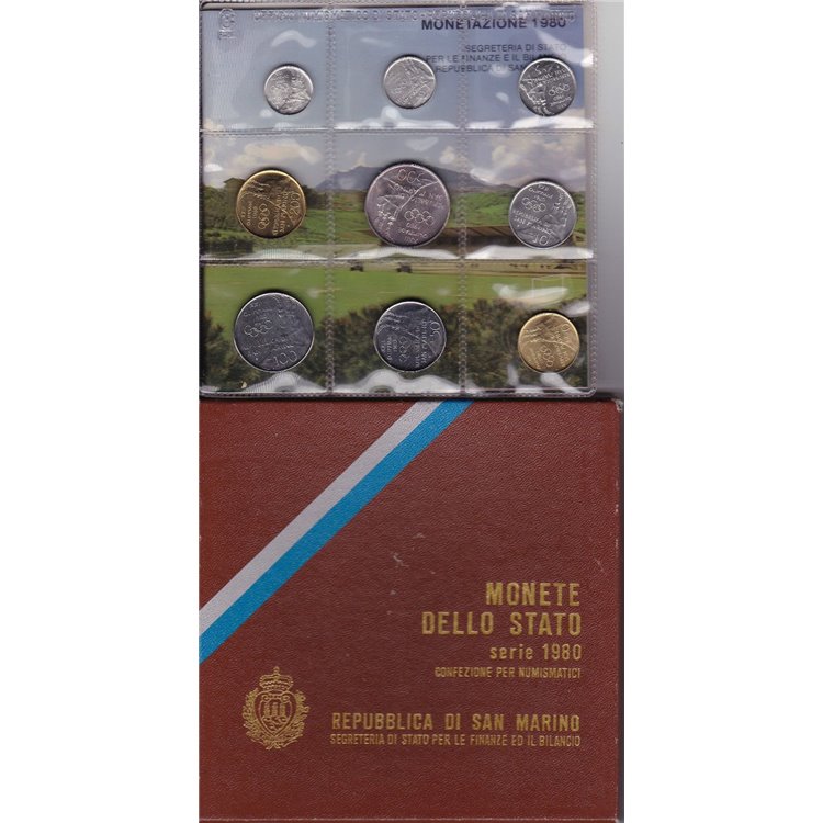 SAN MARINO 1980 Divisional Set of 9 Coins UNC