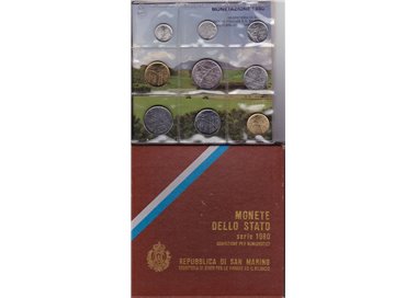SAN MARINO 1980 Divisional Set of 9 Coins UNC