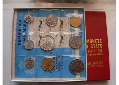 SAN MARINO 1981 Divisional Set of 9 Coins UNC
