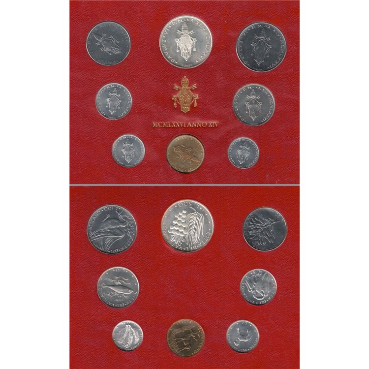 VATICAN 1976 Paul VI year XIV, 8 coins UNC