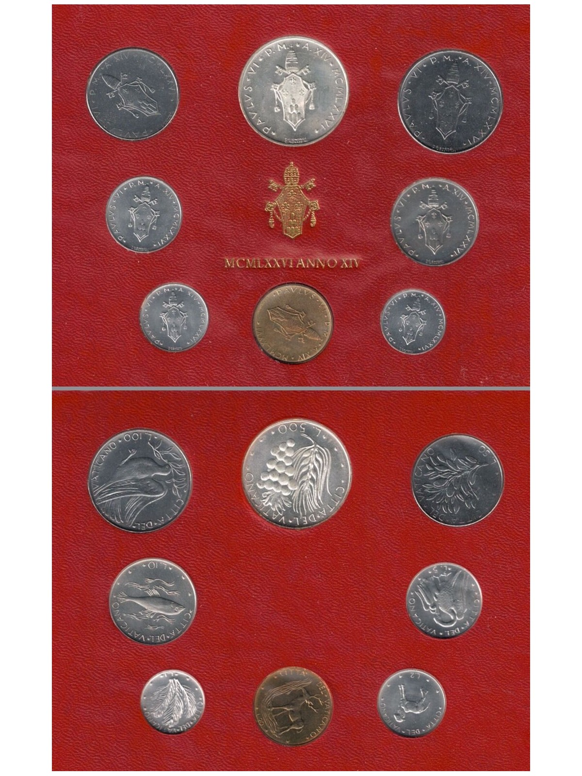 VATICAN 1976 Paul VI year XIV, 8 coins UNC