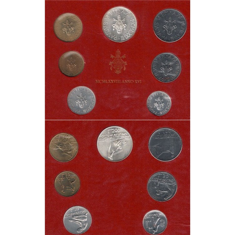 VATICANO 1978 Paolo VI anno XVI, 7 monete FDC