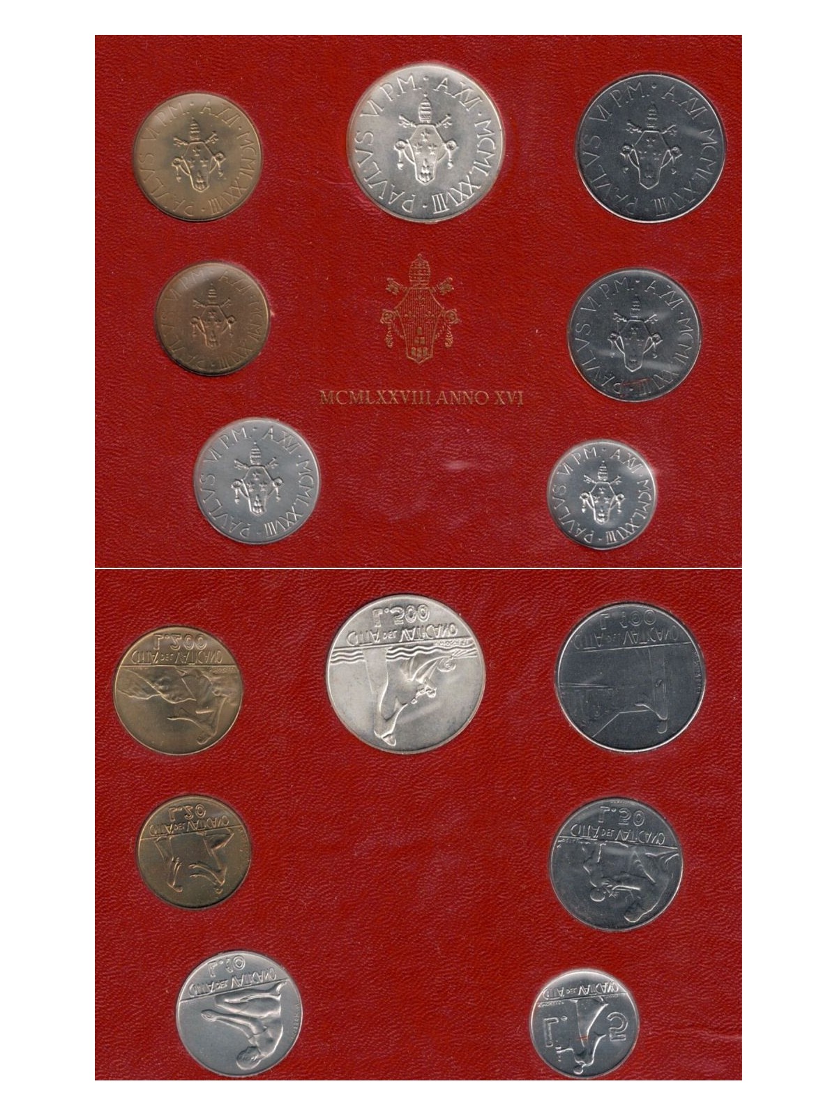 VATICANO 1978 Paolo VI anno XVI, 7 monete FDC