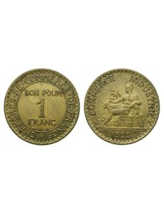 FRANCE 1922 BON POUR 1 FRANC COMMERCE INDUSTRIE KM 876