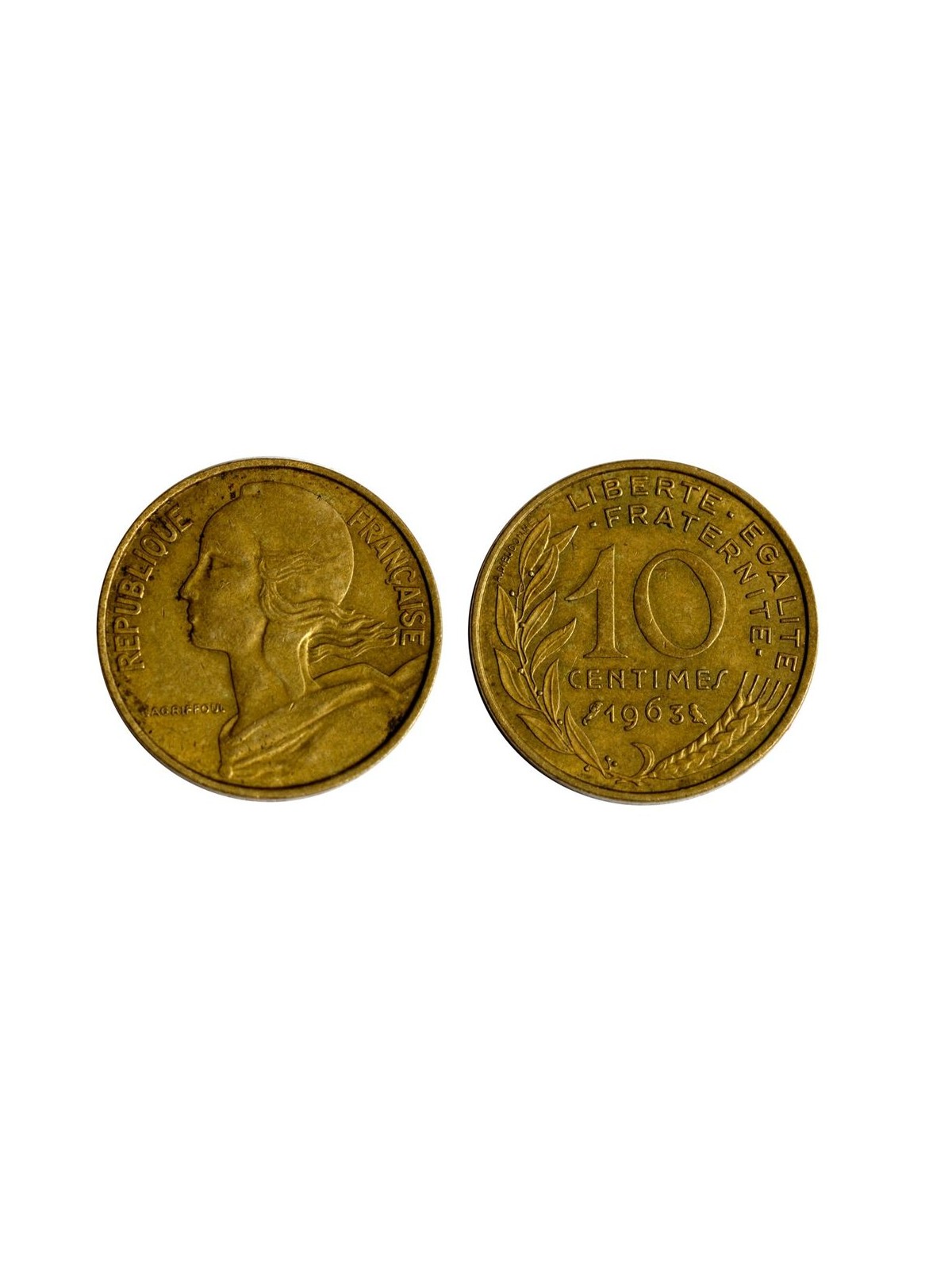 FRANCE 1963 10 CENTIMES Marianne Lagriffoul KM 929