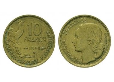 FRANCIA 1951 10 FRANCS G. Guiraud KM 915.2