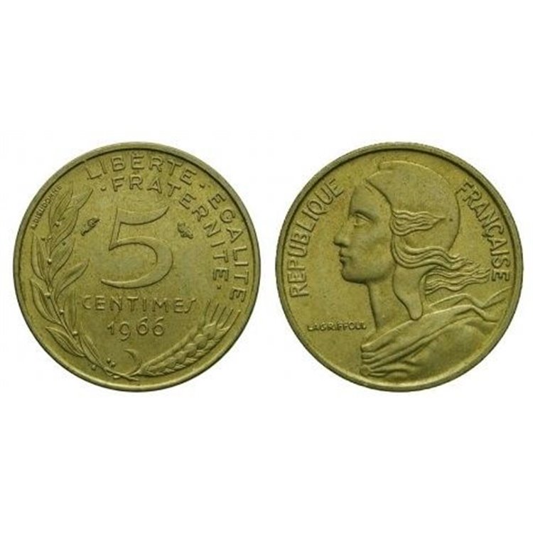 FRANCIA 1966 5 CENTIMES Marianne Lagriffoul KM 933