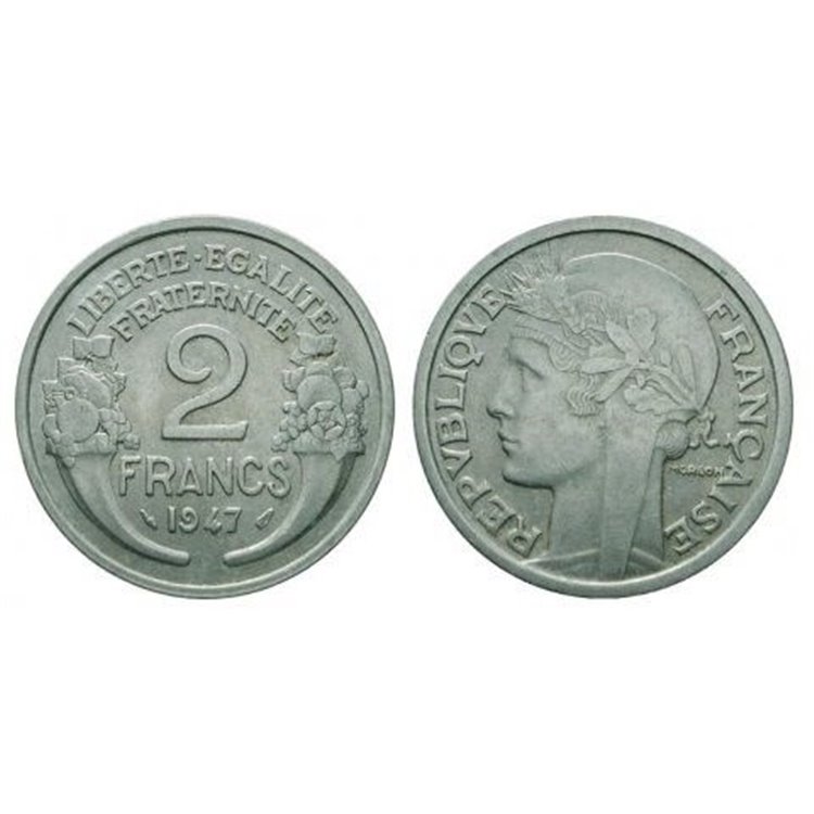 FRANCE 1947 2 FRANCS Morlon KM 886a.1