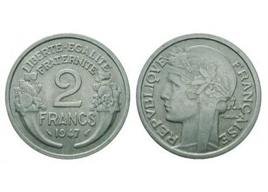 FRANCE 1947 2 FRANCS Morlon KM 886a.1