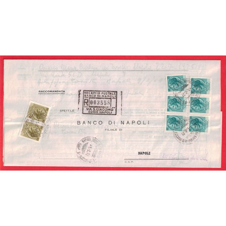 RACCOMANDATA DEL 1977 SIRACUSANA 2x£50 + 6x£70
