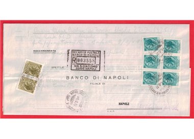 REGISTERED LETTER FROM 1977 SIRACUSANA 2x£50 + 6x£70