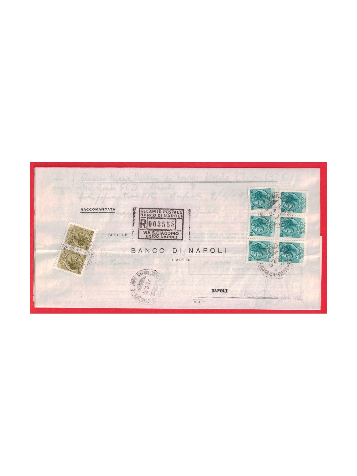 RACCOMANDATA DEL 1977 SIRACUSANA 2x£50 + 6x£70