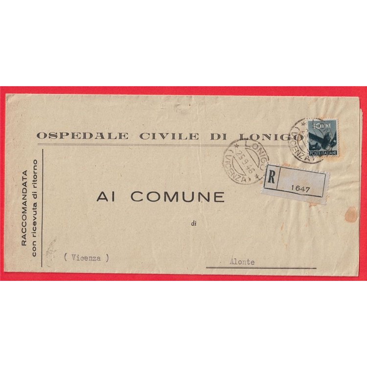 RACCOMANDATA DEL 1946 DEMOCRATICA £10