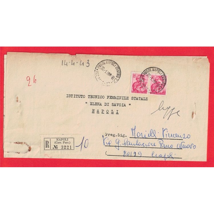 RACCOMANDATA DEL 1968 MICHELANGIOLESCA   2x£90