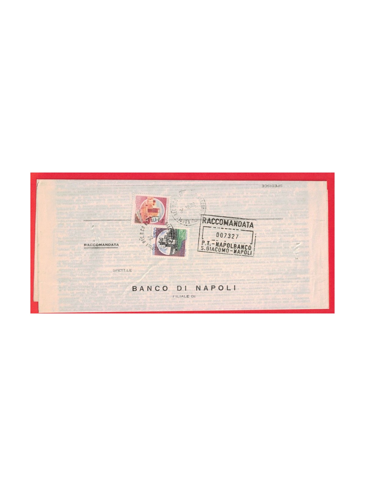 REGISTERED LETTER FROM 1982 CASTELLI D'ITALIA £1000+£300