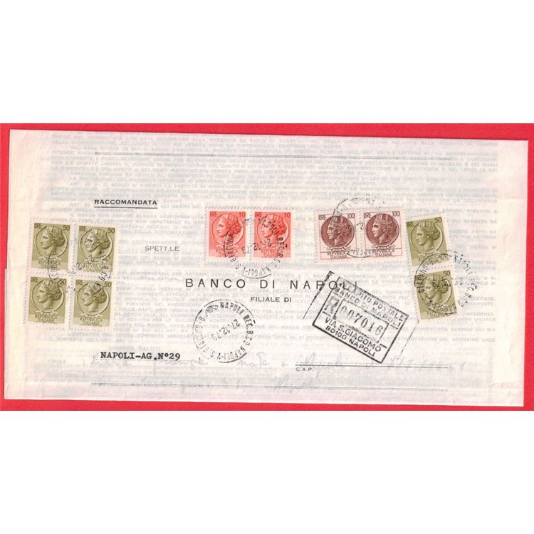 RACCOMANDATA DEL 1979 SIRACUSANA 2x£10 + 6x£50 + 2x£100
