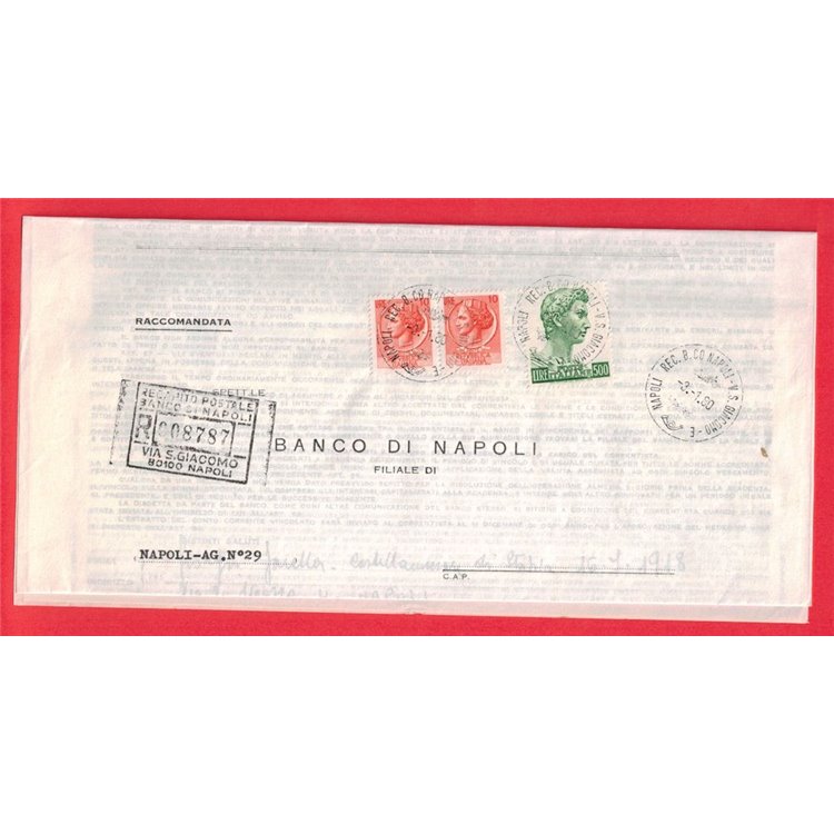 RACCOMANDATA DEL 1980 SIRACUSANA + SAN GIORGIO 2x£10 + £500