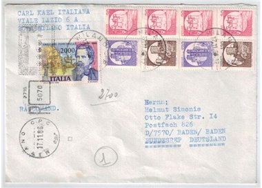 ITALIA 1986 RACCOMANDATA CASTELLI + PONCHELLI