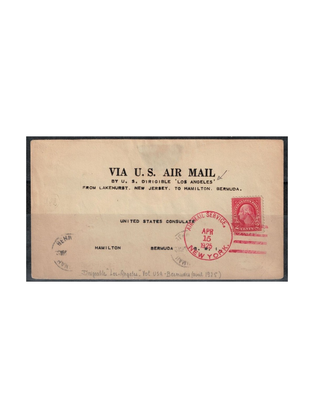 USA 1925 Zeppelin, Volo con dirigibile da Lakehurst, New Jersey a Hamilton, Bermuda