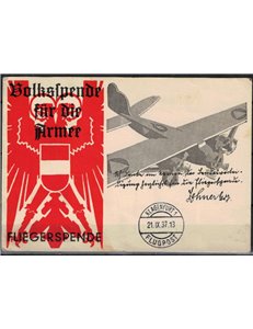 AUSTRIA 1937 Cartolina paracadutata e trasportata con volo militare