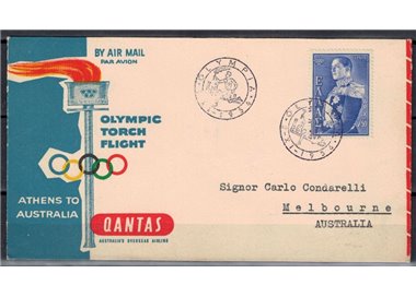 GRECIA 1956 Volo speciale per il trasporto della torcia olimpica da Atene a Melbourn