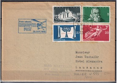 SWITZERLAND 1948 First postal connection by helicopter from Zurich to Lausanne