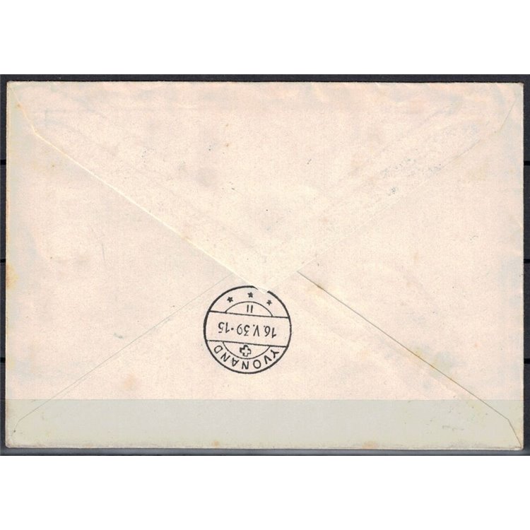 SVIZZERA 1939 Balloon Mail - 1° volo Zurigo-Yvonand con mongolfiera
