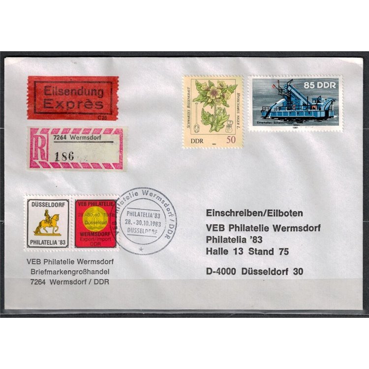 GERMANIA DDR Veb Philatelie Wermsdorf, Dusseldorf Philatelia '83, Espresso