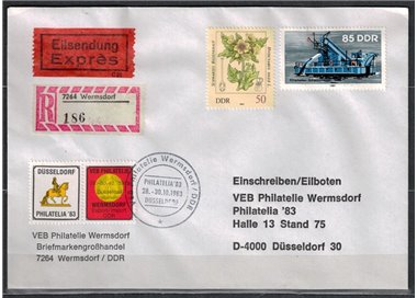 GERMANY GDR Veb Philatelie Wermsdorf, Dusseldorf Philatelia '83, Express