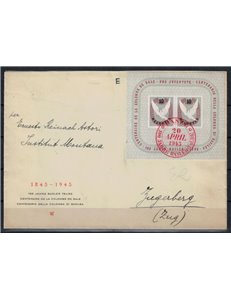 SWITZERLAND 1945 Centenary of the Basel Dove envelope with red cancellation