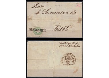 AUSTRIA 1861 Letter from Arnoldstein to Trieste franked with 3 Kr. green
