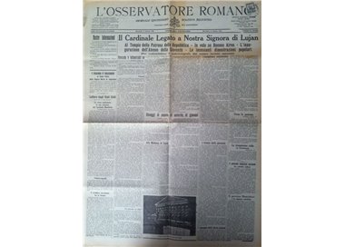 VATICAN 1934 Copy of the Osservatore Romano stamped with 12.50 cents of gardens