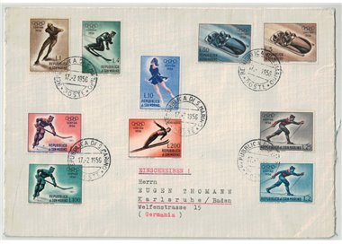 SAN MARINO 1956 Lettera per Karlsruhe affrancata con la serie Olimpiadi