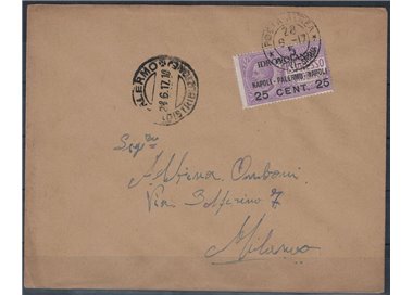 ITALY KINGDOM 1917 1st Flight Naples-Palermo-Naples 06.28.1917