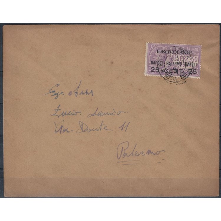 ITALY KINGDOM 1917 1st Flight Naples-Palermo-Naples 06.28.1917 A2