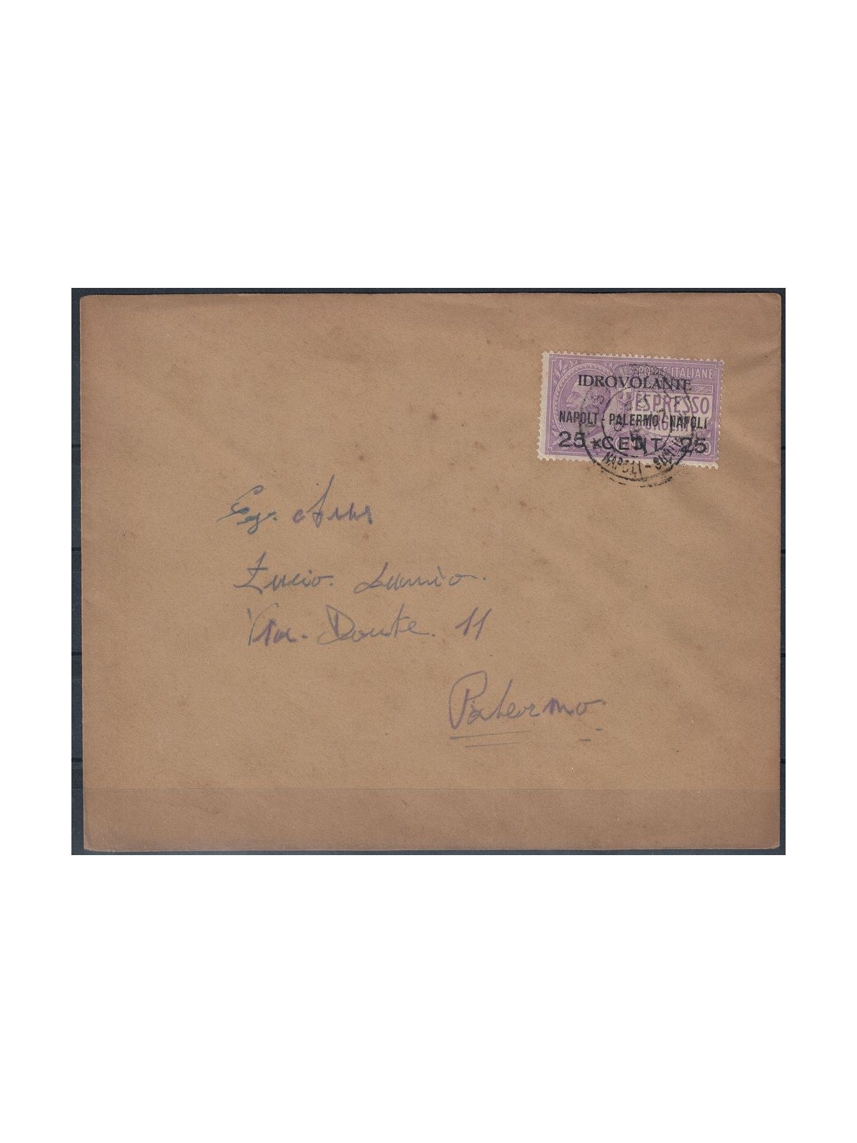 ITALIA REGNO 1917 1° Volo Napoli-Palermo-Napoli del 28-06-1917 A2