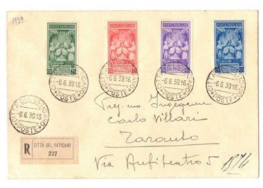 VATICANO 1939 Raccomandata per l'Italia (Incoronazione Pio XII)