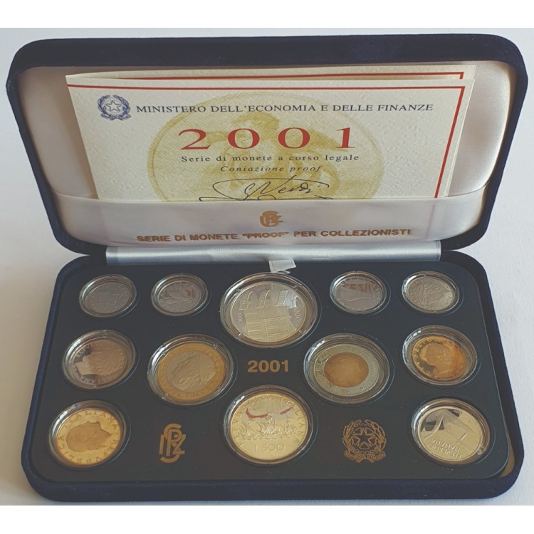 ITALIA 2001 Serie Divisionale 12 Monete Proof Giuseppe Verdi