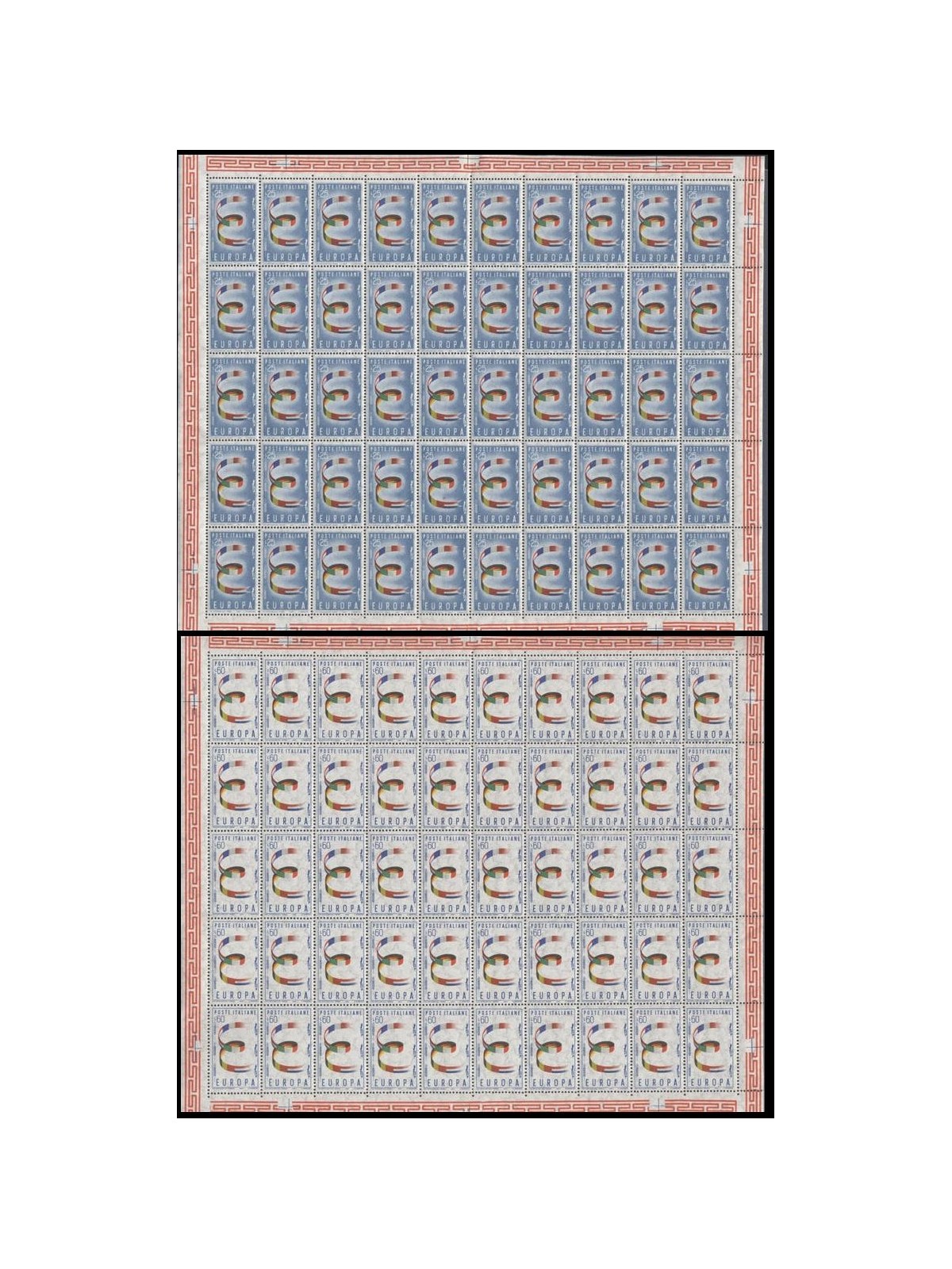ITALY 1957 Europe 2 full sheets MNH**