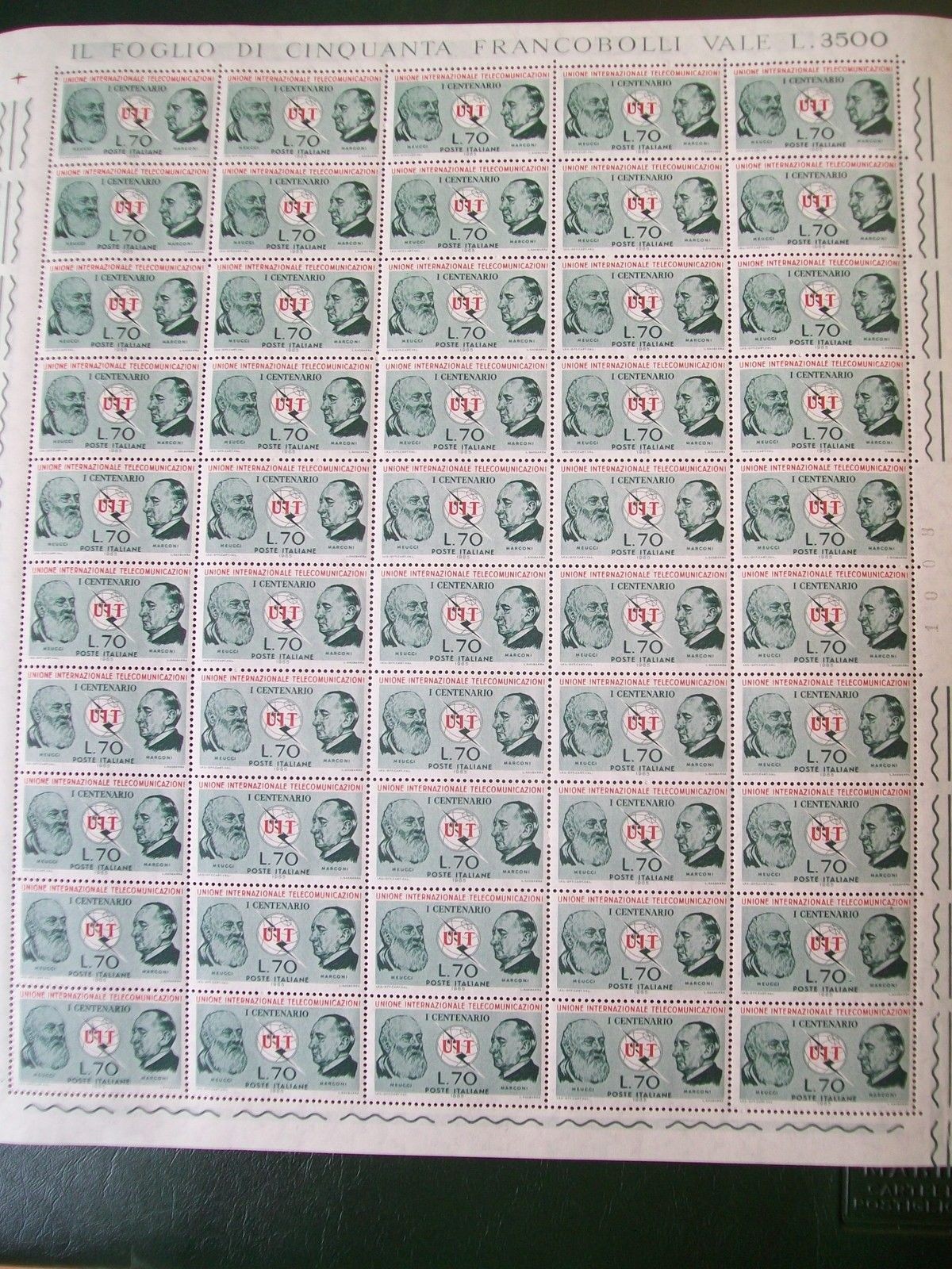 ITALY 1965 ITU Centenary 1 full sheet MNH**